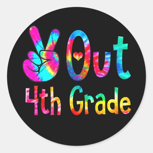 Peace Out 4th Grade Tie Dye Graduation Last Day Ronde Sticker (Voorkant)