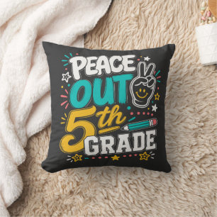 Peace Out 5e klas Retro Groovy Klas van 2026 Kussen