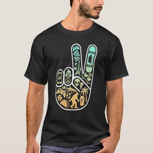 Peace Out Cool Symbols Inside Skater T-shirt (Voorkant)