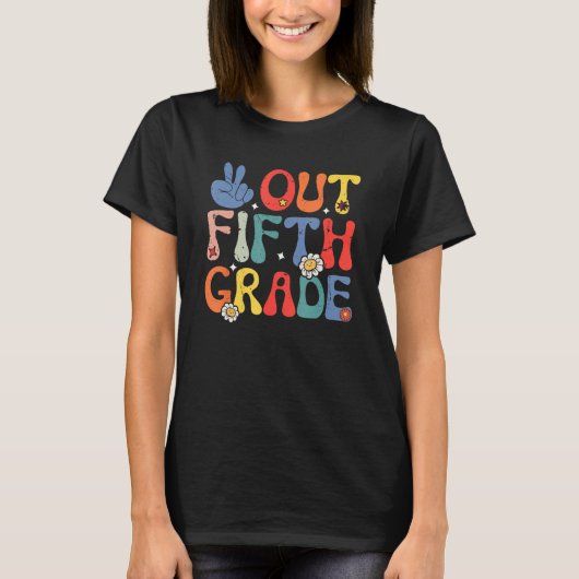 Peace Out Fifth 5th Grade Elementary School Gradu T-shirt (Voorkant)