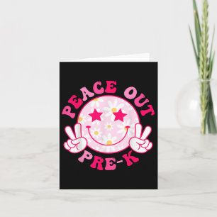 Peace Out Pre-K Teacher Student Groovy Laatste dag Kaart