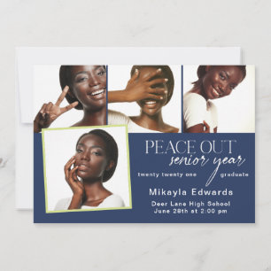 Peace Out Senior Year Graduation Photo Invitation