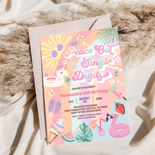 Peace Out Single Digits Groovy Daisy Birthday Kaart