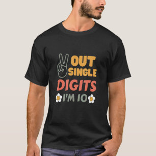 Peace Out Single Digits Ik ben 10 jaar Retro Sunfl T-shirt