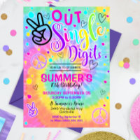 Peace Out Single Digits uitnodiging Tie Dye 10e ve