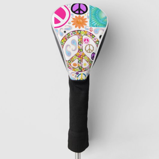 Peace & Paisley Collage Golf Head Hoesje Golfheadcover (Voorkant)