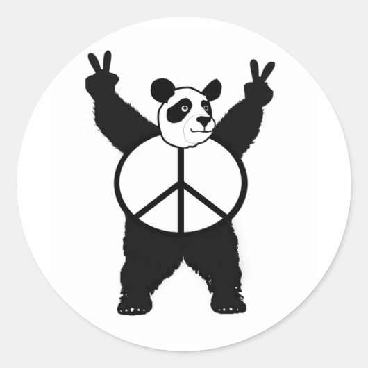 Peace Panda Ronde Sticker (Voorkant)