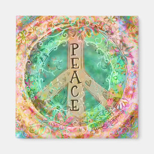 Peace Pastel  kleurrijke bloemige inspiratie Magneet