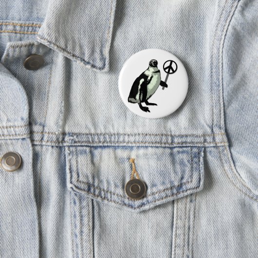Peace Penguin Button (In situ)