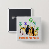 Peace Penguins Vierkante Button 5,1 Cm (Voorkant /achterkant)