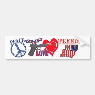 PEACE (PIECE) LOVE FREEDOM (FLAG) BUMPERSTICKER