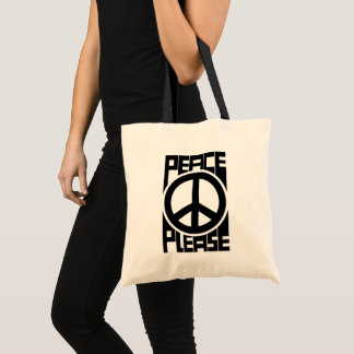 Peace Please Zwarte Lettering Tote Bag