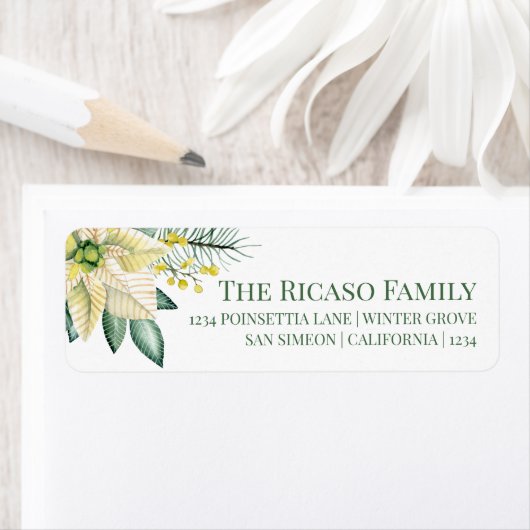 Peace Poinsettia-kerstwinterval Etiket (Insitu)