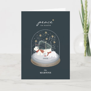 Peace Polar Beren Snow Wereldbol met Kerstmis Kaart