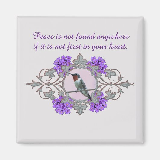Peace Quote met Hummingbird Magneet (Voorkant)