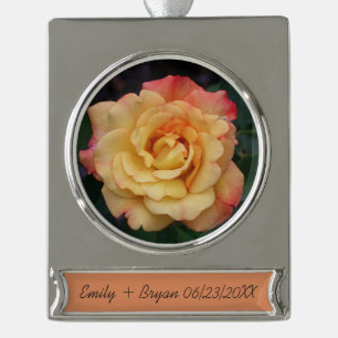 Peace-Roos: prachtige roze en gele bloemen Verzilverd Banner Ornament