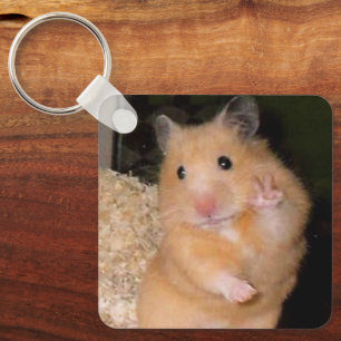 Peace + Scared Hamster Meme Double Sided Sleutelha Sleutelhanger