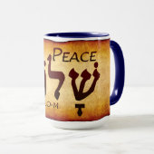 Peace Shalom in Hebrew Mug Mok (Voorkant rechts)