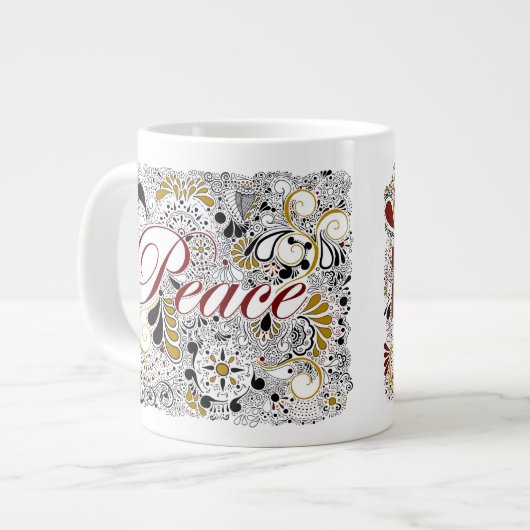 Peace & Shalom (in het Hebreeuws) - Jumbo Coffee-M Extra Grote Mok (Voorkant links)