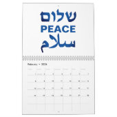 Peace Shalom Salaam wit & blauw moderne typografie Kalender (Feb 2026)