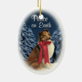 Peace Sheltie Keramisch Ornament (Achterkant)