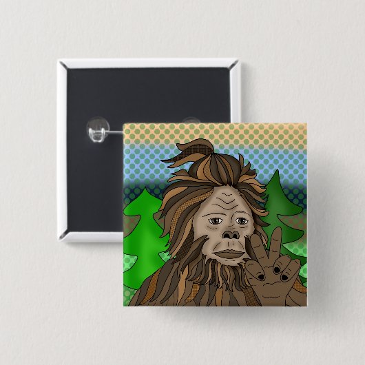 Peace Sign Bigfoot Sasquatch Vierkante Button 5,1 Cm (Voorkant /achterkant)