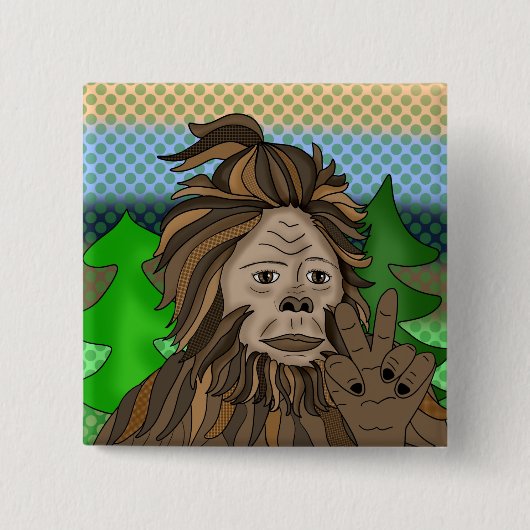 Peace Sign Bigfoot Sasquatch Vierkante Button 5,1 Cm (Voorkant)