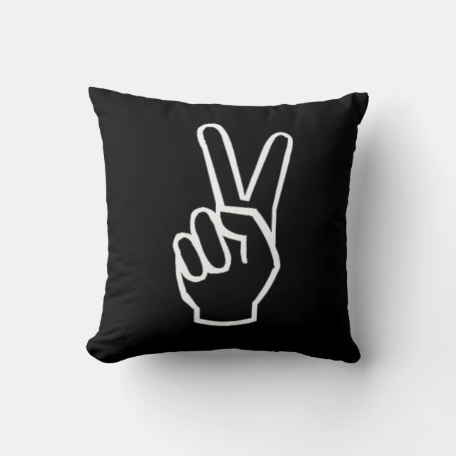 Peace Sign Black en White Pillow Kussen (Voorkant)