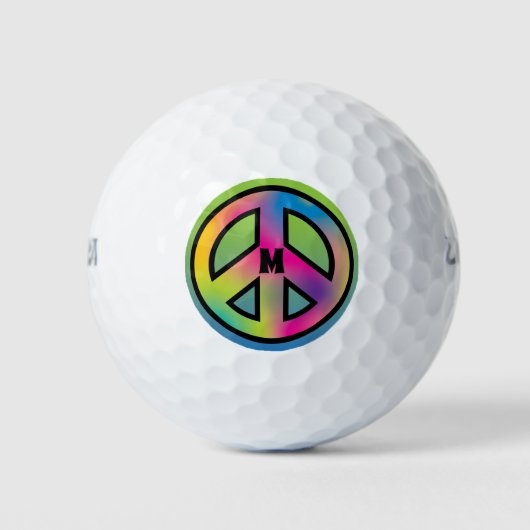 Peace Sign Custom Initiaal Golfballen (Voorkant)