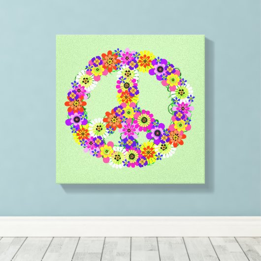 Peace Sign Floral Canvas Afdruk (Insitu (Houten vloer))