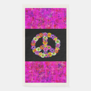 Peace Sign Floral op Black met Petals Servet