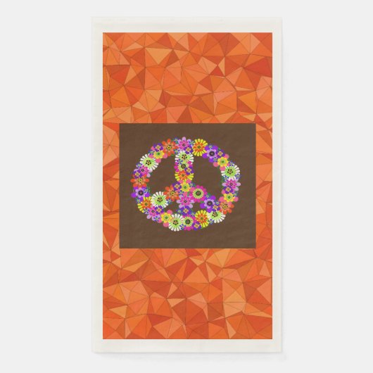 Peace Sign Floral op bruin met Oranje Servet (Voorkant)