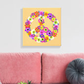 Peace Sign Floral op Peach Canvas Afdruk (Insitu (Woonkamer))