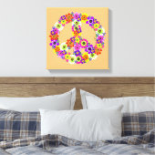 Peace Sign Floral op Peach Canvas Afdruk (Insitu (Slaapkamer))