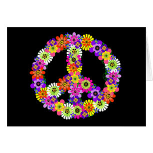 Peace Sign Floral op zwart