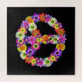 Peace Sign Floral op zwart Legpuzzel (Horizontaal)