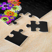 Peace Sign Floral op zwart Legpuzzel (Zijkant)