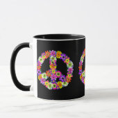 Peace Sign Floral op zwart Mok (Links)