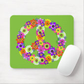 Peace Sign Floral over Lime Green Muismat (Met muis)