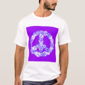 Peace Sign Floral Paars T-shirt (Voorkant)