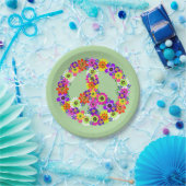 Peace Sign Floral Papieren Bordje (Feest)