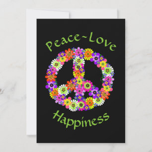 Peace Sign Floral Peace Love Happiness Kaart