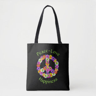 Peace Sign Floral Peace Love Sac fourre-tout du bo