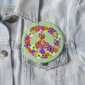 Peace Sign Floral Ronde Button 4,0 Cm (In situ)