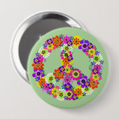 Peace Sign Floral Ronde Button 4,0 Cm (Voorkant /achterkant)