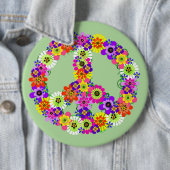 Peace Sign Floral Ronde Button 6,0 Cm (In situ)
