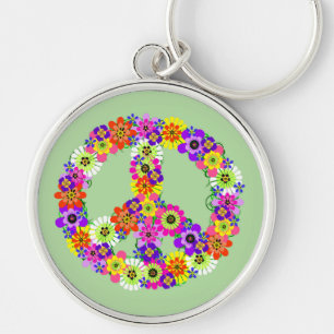 Peace Sign Floral Sleutelhanger