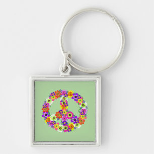 Peace Sign Floral Sleutelhanger