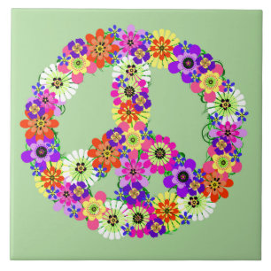 Peace Sign Floral Tegeltje