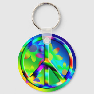 Peace Sign Flower Power Hippie Sleutelhanger